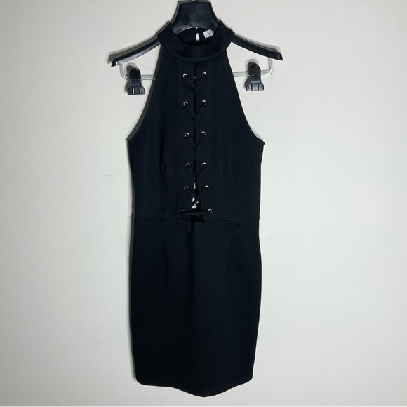 Tobi Dresses & Skirts - TOBI | Black Lace Up Halter Neck Dress